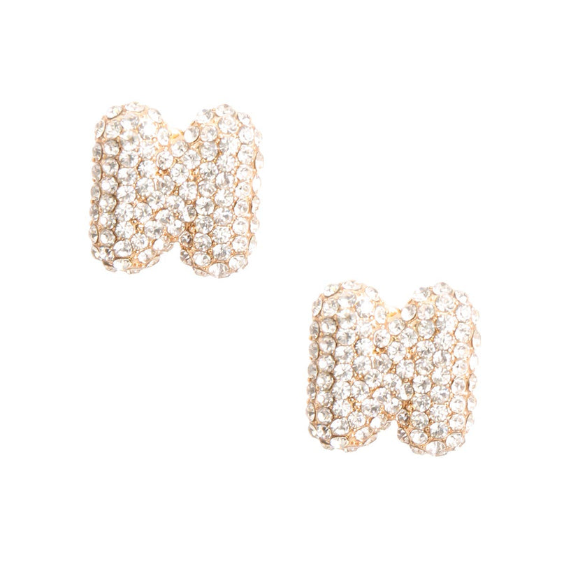 Letter N Rhinestone Initial Stud Earrings for Women