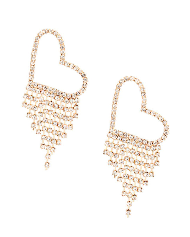 Fringe Gold Large Pave Heart Earrings for Women